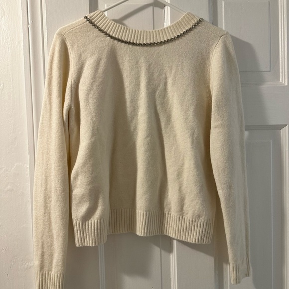 Reversible Ivory Sweater with Beaded Detail - Picture 2 of 3